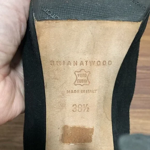 Brian Atwood Booties with Stiletto Heel & Back Zipper in Black Suede. Size 38.5. - Picture 7 of 8